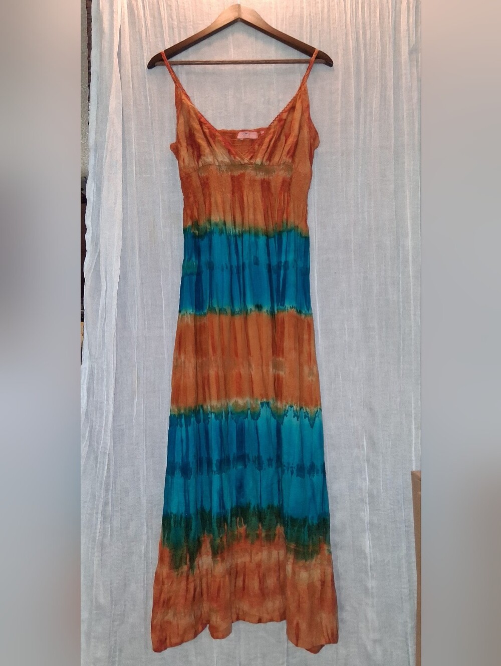 Apple Tie-Dye Maxi Dress in Orange and Teal